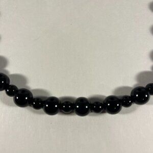 Black Faux Pearl Bead Necklace 8mm and 10mm Beads NWT